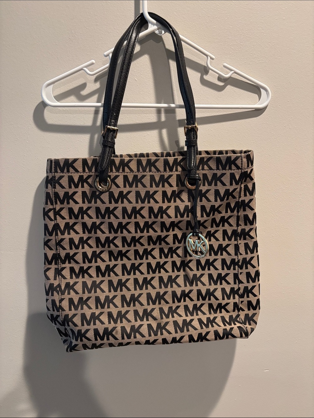 Michael Kors Beige and Black MK Logo Tote